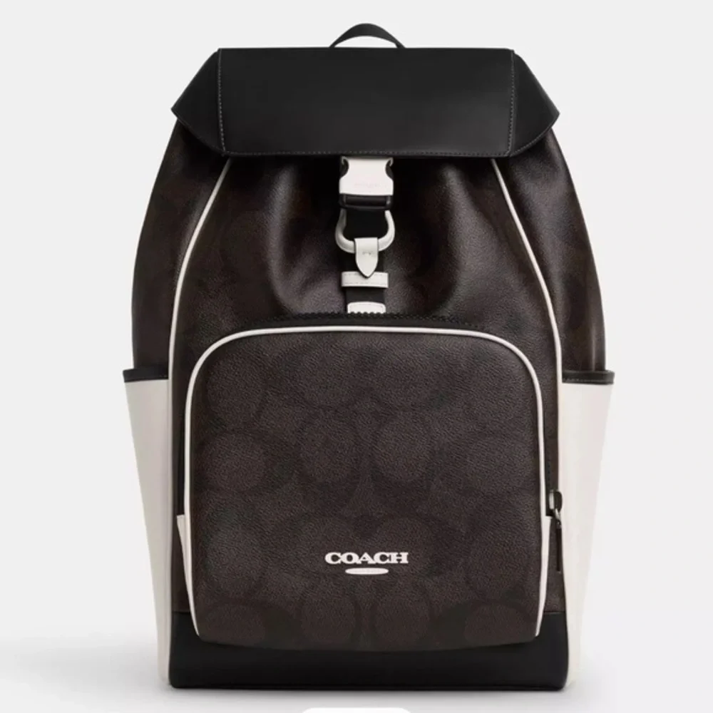 NWT COACH‎ Racer Backpack In Blocked Signature Canvas